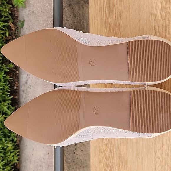 Allegra K Pointed Toe Clear Rhinestone Ballet Lake Cream Flats Size 7 NWOT - Picture 9 of 12
